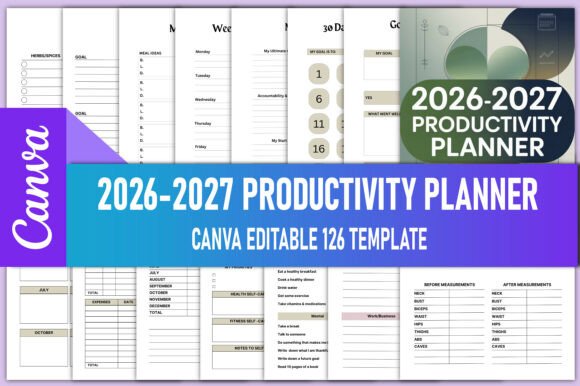 Download 2026-2027 Productivity Planner Canva KDP - Productivity Collection
