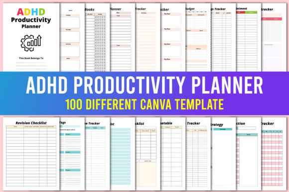 Download ADHD Productivity Planner Canva Template - Productivity Collection