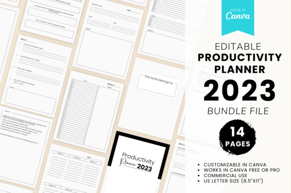 Download 2023 Editable Canva Productivity Planner - Productivity Collection