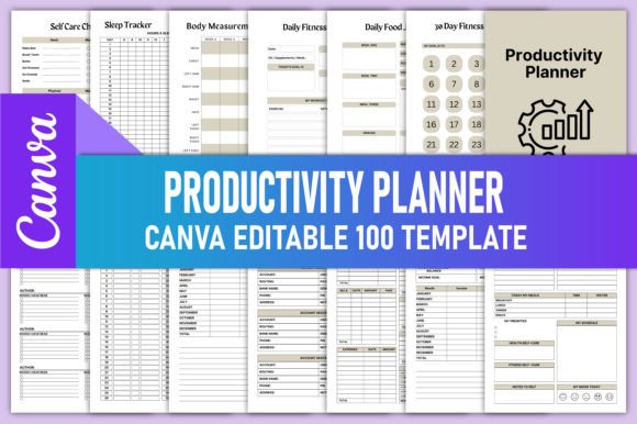 Download Editable Productivity Planner Canva KDP - Productivity Collection